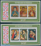 Burundi 1977 Christmas 2 S/s, Mint NH, Religion - Christmas - Religion - Art - Paintings - Christmas
