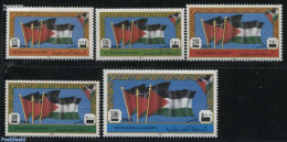 Palestinian Terr. 1995 Flags 5v, Overprints, Mint NH, History - Flags - Palestina