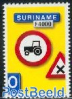 Suriname, Republic 2001 Traffic Sign (tractor) 1v, Mint NH, Transport - Various - Traffic Safety - Agriculture - Accidentes Y Seguridad Vial