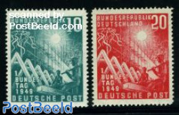 Germany, Federal Republic 1949 Bundestag 2v, Unused (hinged) - Unused Stamps