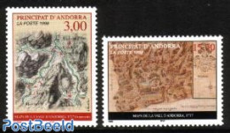 Andorra, French Post 1998 Antique Maps 2v, Mint NH, Various - Maps - Ungebraucht