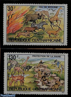 Central Africa 1984 Nature Conservation 2v, Mint NH, Nature - Transport - Animals (others & Mixed) - Elephants - Rhino.. - Brandweer
