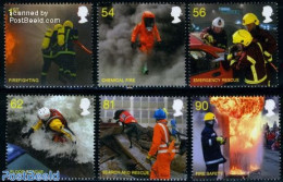 Great Britain 2009 Firemen 6v, Mint NH, Nature - Transport - Dogs - Automobiles - Fire Fighters & Prevention - Ungebraucht