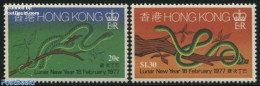Hong Kong 1977 Year Of The Snake 2v, Mint NH, Nature - Various - Reptiles - Snakes - New Year - Neufs