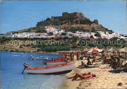 72515936 Rhodos Rhodes Aegaeis Strand Teilansicht Von Lindos  - Greece