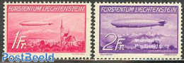 Liechtenstein 1936 Zeppelins 2v, Unused (hinged), Transport - Zeppelins - Unused Stamps