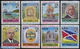 Seychelles 1976 Independence 8v, Mint NH, History - Nature - Transport - Coat Of Arms - Flags - Turtles - Ships And Bo.. - Schiffe