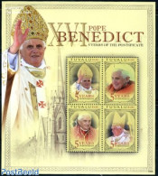 Tuvalu 2010 Pope Benedict XVI 4v M/s, Mint NH, Religion - Pope - Religion - Pausen