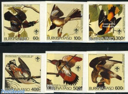 Burkina Faso 1985 J.J. Audubon 6v Imperforated, Mint NH, Nature - Birds - Birds Of Prey - Other & Unclassified
