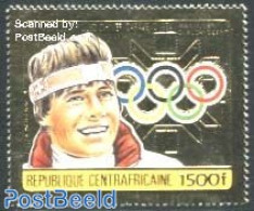 Central Africa 1984 Max Julen 1v, Gold, Mint NH, Sport - Olympic Winter Games - República Centroafricana