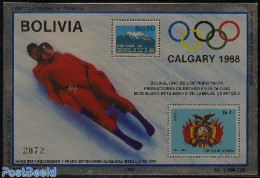 Bolivia 1986 Olympic Winter Games S/s, Mint NH, History - Sport - Various - Coat Of Arms - Olympic Winter Games - Stam.. - Stamps On Stamps