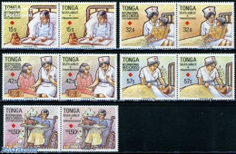 Tonga 1988 Christmas, Red Cross 5x2v [:], Mint NH, Health - Religion - Disabled Persons - Red Cross - Christmas - Behinderungen