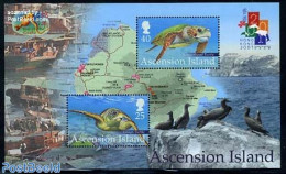 Ascension 2001 Hong Kong 2001, Turtles S/s, Mint NH, Nature - Sport - Various - Reptiles - Turtles - Golf - Maps - Golf