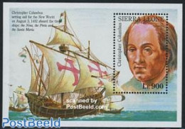 Sierra Leone 1993 Discovery Of America S/s, Mint NH, History - Transport - Explorers - Ships And Boats - Explorateurs