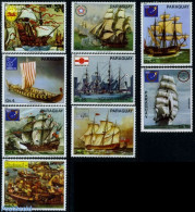 Paraguay 1980 Ship Paintings 9v, Mint NH, Transport - Ships And Boats - Art - Paintings - Bateaux