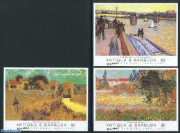 Antigua & Barbuda 1991 Vincent Van Gogh 3 S/s, Mint NH, Art - Modern Art (1850-present) - Vincent Van Gogh - Antigua Und Barbuda (1981-...)
