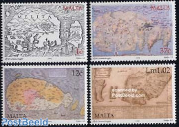 Malta 2005 Antique Maps 4v, Mint NH, Transport - Various - Ships And Boats - Maps - Schiffe
