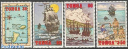 Tonga 1993 Discovery Of Tonga 4v, Mint NH, History - Transport - Various - Explorers - Netherlands & Dutch - Ships And.. - Esploratori