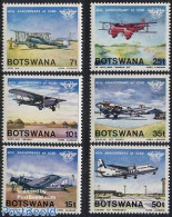 Botswana 1984 I.C.A.O. 6v, Mint NH, Transport - Automobiles - Fokker Airplanes - Aircraft & Aviation - Coches
