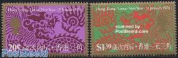 Hong Kong 1976 Year Of The Dragon 2v, Mint NH, Various - New Year - Unused Stamps
