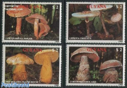 Guyana 1989 Mushrooms 4v, Mint NH, Nature - Mushrooms - Champignons