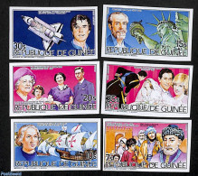 Guinea, Republic 1985 Events 6v, Imperforated, Mint NH, History - Religion - Transport - Charles & Diana - Explorers -.. - Familles Royales