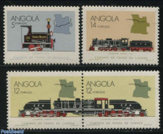 Angola 1990 Locomotives 4v, Mint NH, Transport - Various - Railways - Maps - Eisenbahnen