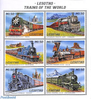 Lesotho 1996 Locomotives 6v M/s, Mint NH, Transport - Railways - Trains