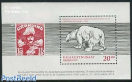 Greenland 2013 75 Years Greenland Post S/s, Mint NH, Nature - Bears - Post - Stamps On Stamps - Nuovi