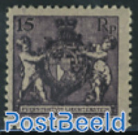 Liechtenstein 1921 15Rp, Perf. 12.5, Stamp Out Of Set, Unused (hinged), History - Coat Of Arms - Nuovi