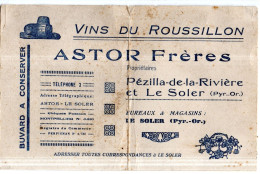 Buvard   Vins Du Rousillon * Astor Frères à Pézilla De La Rivière Et Le Soler - Agriculture