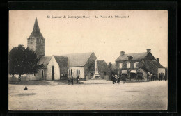 CPA St-Sauveur-de-Carrouges, La Place Et Le Monument  - Carrouges