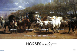 Grenada 2015 Horses In Art 4v M/s, Mint NH, Nature - Horses - Art - Paintings - Other & Unclassified
