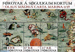 Faroe Islands 2019 Olaus Magnus Carta Marina 1539 S/s, Mint NH, Nature - Transport - Various - Fish - Ships And Boats .. - Fische