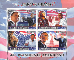 Sao Tome/Principe 2008 Barack Obama 4v M/s, Mint NH, History - Nature - American Presidents - Politicians - Horses - Sao Tome And Principe