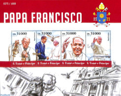 Sao Tome/Principe 2015 Pope Francis 4v M/s, Mint NH, Religion - Pope - Papi