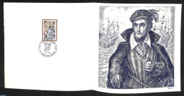 France 1973 Amiral De Colgny, Special FDC Leaf On Handmade Paper With Decaris Gravure, Limited Ed., Postal History, Tr.. - Lettres & Documents