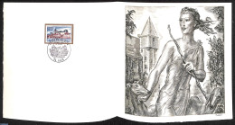 France 1973 Chateau De Gien, Special FDC Leaf On Handmade Paper With Decaris Gravure, Limited Ed., First Day Cover - Lettres & Documents