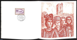 France 1973 Palais De Bourgogne, Special FDC Leaf On Handmade Paper With Decaris Gravure, Limited Ed., First Day Cover - Lettres & Documents