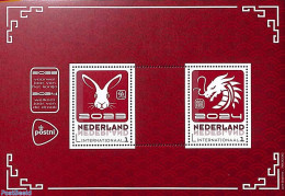 Netherlands - Personal Stamps TNT/PNL 2024 Newyear Rabbit/dragon S/s, Mint NH, Nature - Various - Rabbits / Hares - Ne.. - Nieuwjaar