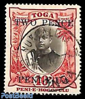 Tonga 1923 2p On 10p, Used, Used Or CTO - Autres & Non Classés