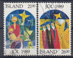 ICELAND 712-713,used,falc Hinged,Christmas 1989 - Usados
