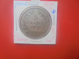 FRANCE 5 Francs 1870 "K" SANS LEGENDE (ANCRE) ARGENT (A.2) - 1870-1871 Gobierno De Defensa Nacional