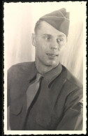 Fotografie Portrait Soldat Der US-Army In Uniform Mit Schiffchen  - Guerre, Militaire