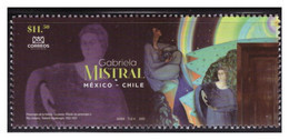 2022 MÉXICO, "Gabriela Mistral" México - Chile MNH, EMISIÓN CONJUNTA,  Writer, Joint Issue - Mexique