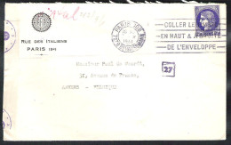 FRANCE Letter 1941 PARIS To Antwerp (Belgium) With German Censor Marks - Covers & Documents
