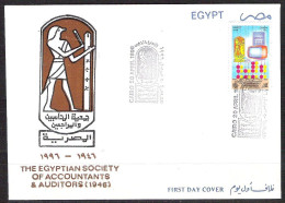 EGYPT 1996 Yvert 1565 50 Year Egyptian Society Of Accountants And Auditors FDC And Block Of 4. See The Colour Difference - Nuovi