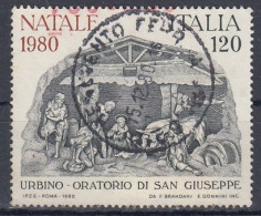 ITALY 1738,used,falc Hinged,Christmas 1980 - 1971-80: Oblitérés