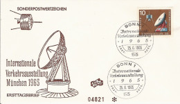 ALLEMAGNE DEUTSCHLAND BUND GERMANY ERSTAUSGABE 1ER JOUR FDC 1965 RADIO FUNK EMISSION PARABOLE BONN - Physik