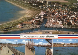 72512914 Buesum Nordseebad Fliegeraufnahme Promenade Fischereihafen Strand Buesu - Büsum